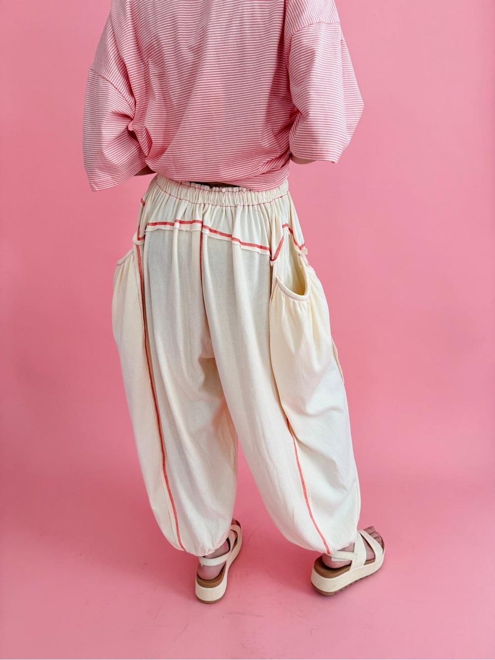 POL Jasmine Freestyle Cream Drift Contrast Stitch Harem Joggers Size Small - Picture 5 of 6
